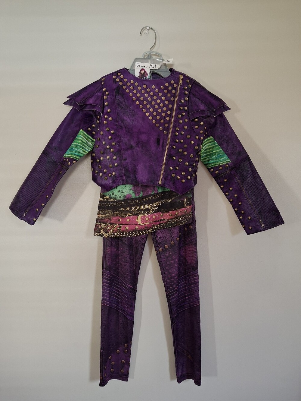Disney Store Mal Descendants Halloween Costume Faux Leather Jacket Tank Pant 7/8